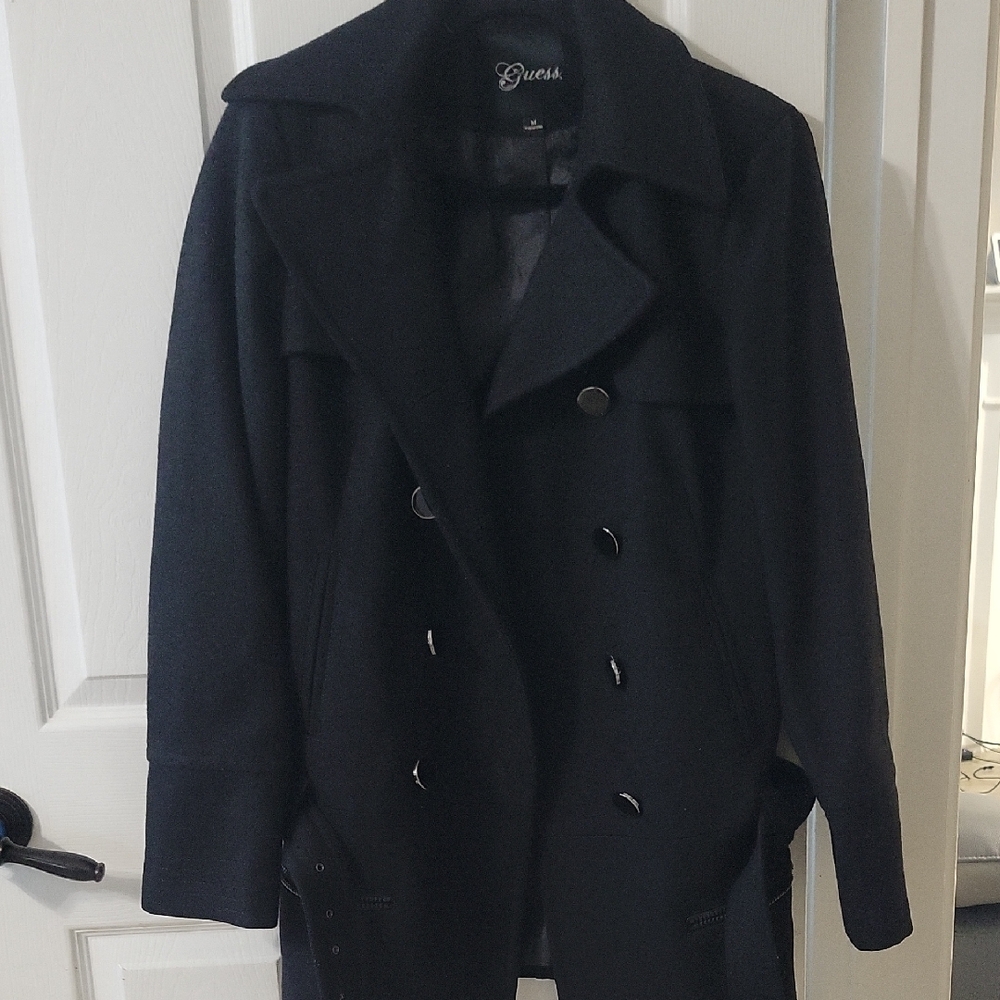 Guess Black Double-Breasted Coat